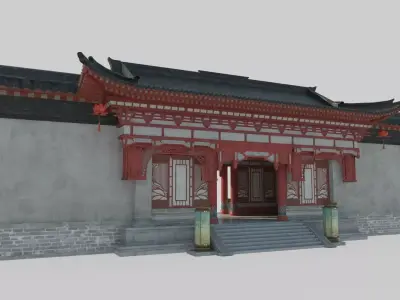 Second Gatehouse of Ancient Asian Architecture 3D model