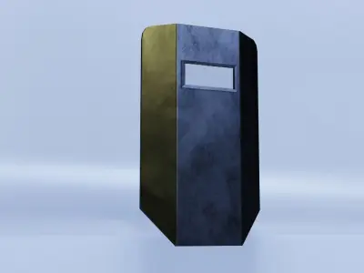 Shield metal tower with sky behind it Low-poly 3D model