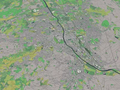 Graz Austria 30x30km 3D City Map 3D model