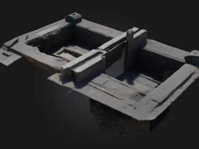 Excavation Site Blueprint Archaeological Layout Model 3D model
