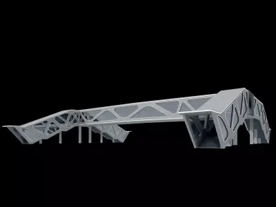 modern curved pedestrian bridge 3D model