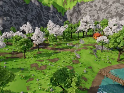 River Mountain Scene 3D model