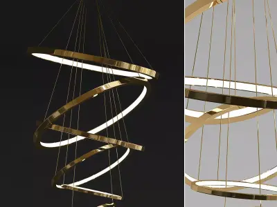 LED Swirl Six Ring Chandelier Pendant Light 3D model purchase