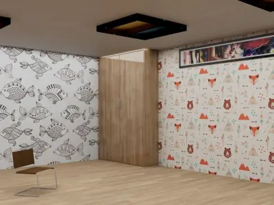 3D Bedroom room design for kids 3D model