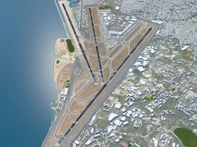 Beirut Rafic Hariri Airport 10km Low-poly 3D model
