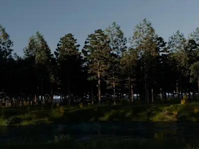 Lake in the forest 3D model