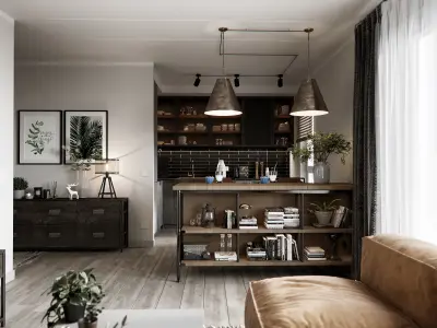 Loft interior scene 3D model