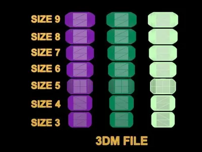 SQUARE SIGNET RING MIX SIZE 3D print model