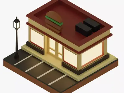 Low Poly Burger House Low-poly 3D model
