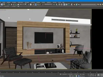 industrial living room interior scene 3D model 3D model