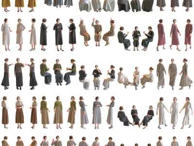 150 Posed and 30 A-pose Asian People Bundle 3D Model Pack