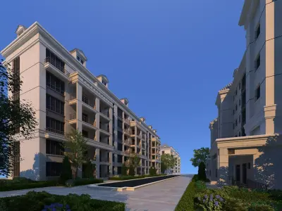 Residential Complex with Greenery 3D model