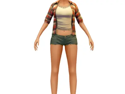 Cartoon Style Low Poly Farmer Short Avatar Low-poly 3D model