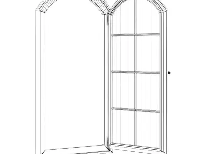 Brown Metal Window 940mm x 1820mm 3D model