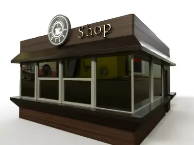 Coffee pavilion Low-poly 3D model