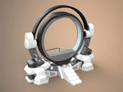 Teleport spaceship with circular mirror 3D model