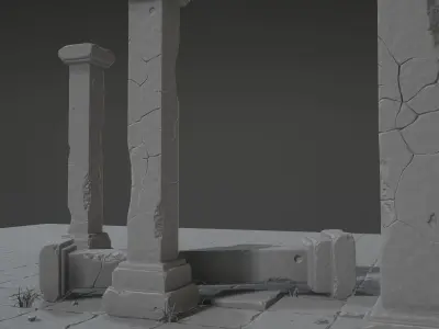 Column Set grasses - grasses - grasses - grasses Low-poly 3D model
