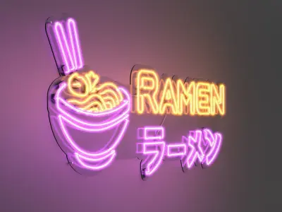 Ramen 3 - Neon Sign 3D model