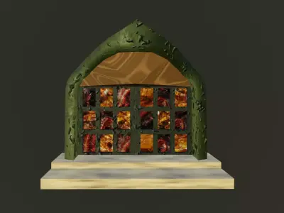 Blender Window Door European Art Nouveau Vintage Low-poly 3D model