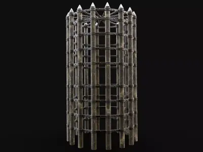 LOCKER CAGE FARM ANIMAL HUMAN WAGON WOODEN PRISONER AAA VILLAGE Low-poly 3D model