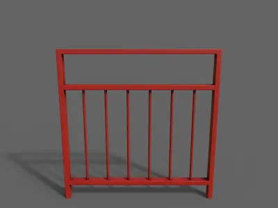 PBR Pedestrian Guard Rail Red V4 Low-poly 3D model