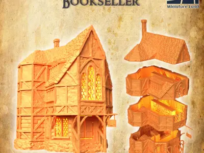 Medieval Bookseller Tabletop Terrain 28 MM 3D print model