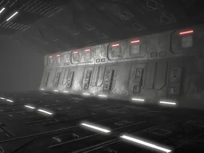 Sci-Fi Corridor Futuristic Low-poly 3D model