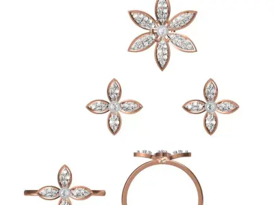 Light wt Ring Earrings Pendant set 3dm stl 1-render details 3D print model 29