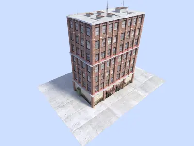 low poly town building  2 Low-poly 3D model