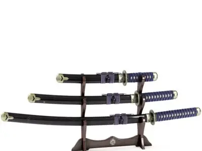 Oriental Katana Display 3D model