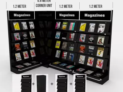 modular magazine shelf for book shop 3D model