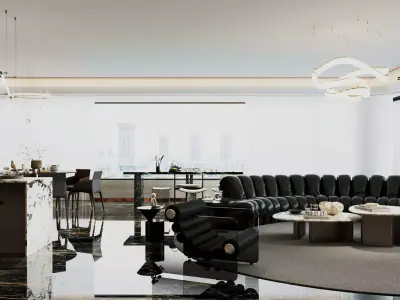 Italian style light luxury living room 3D model