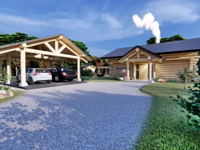 log house log garage log SPA 3D model