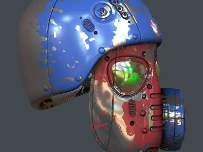 Gas mask helmet 3d model scifi Low-poly Low-poly 3D model 16