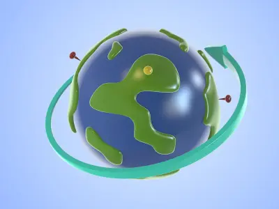 cartoon earth space travel water venus planet 3D model