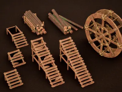 Stylized wood asset mega pack Low-poly 3D model