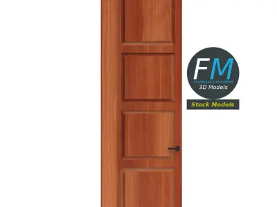 Tall wooden door 3D model