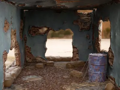An Abandoned and Ruined Room Free 3D model