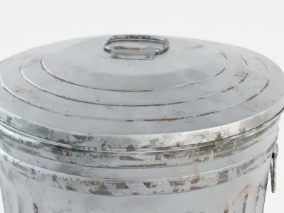 Worn Trash Can Low-poly 3D model