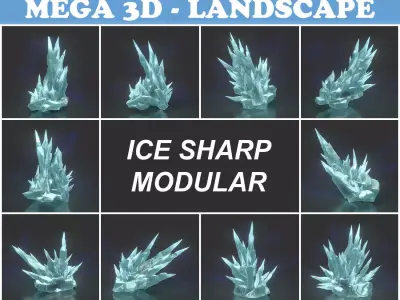 Low poly Sharp Ice Modular 210921 Low-poly 3D model