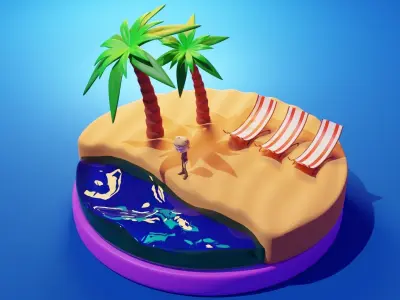 Animata Beautiful Beach Low-poly 3D model