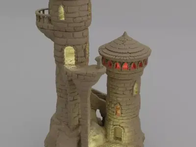 Small Magician Tower Tabletop Terrain 28 mm 3D print model