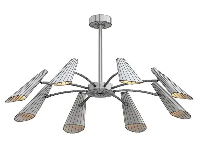 artesia modern chandelier in gold and brass 3D model