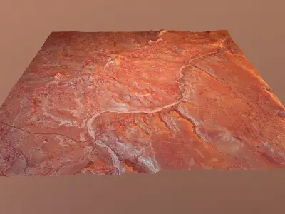 Mars River Desert Terrain Landscape Planet Mountains Aerial  Low-poly 3D model