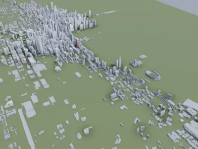 Chicago city lowpoly blocks kit 3D model