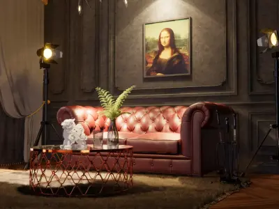 Interior Scene Showcases a Luxurious Living Room 3D model