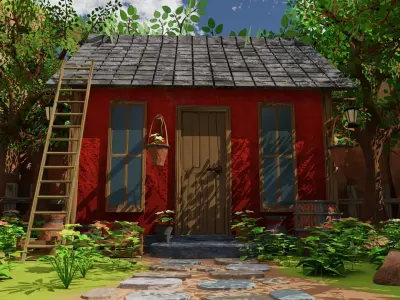Red House Scene 3D model