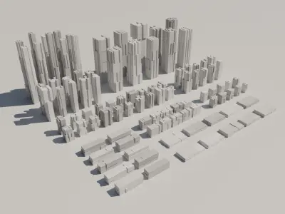 Sci-Fi Futuristic Low Poly Buildings pack - 100 Buildings Low-poly 3D model