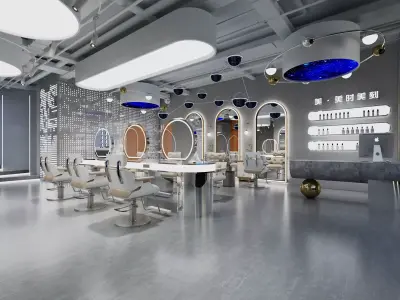 Space-themed Barbershop - Hair Salon Low-poly 3D model
