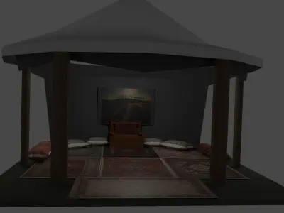 The Tent room with rug Low-poly 3D model